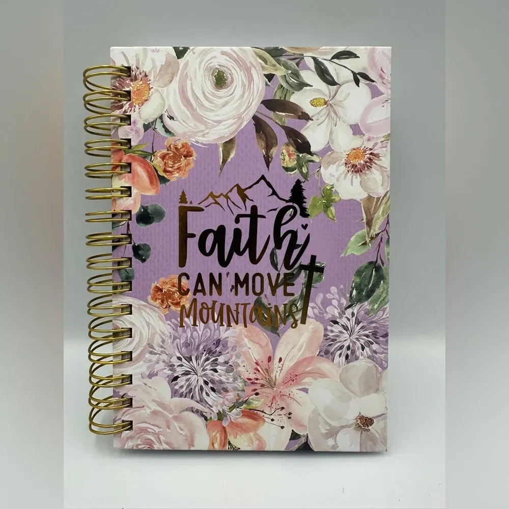 Hardcover Floral Wire Bound Faith Can Move Mountains Prayer Journal Sermon Notes